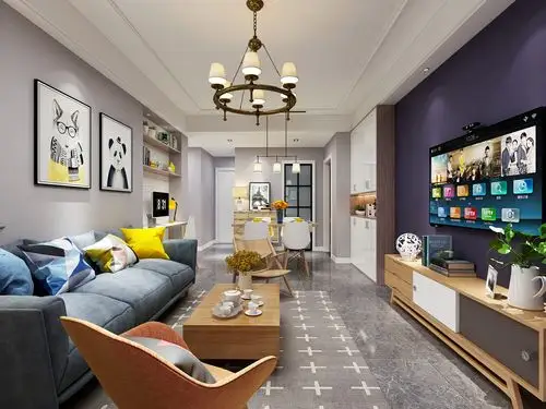 现代温馨北欧 客厅 餐厅