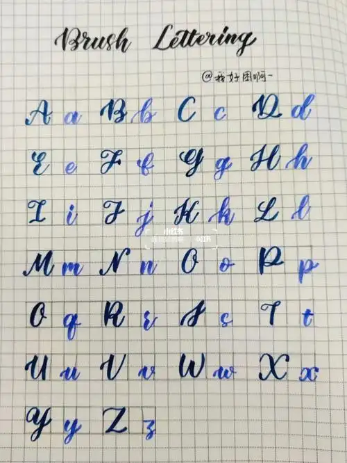 brush英文花体0基础入门78字母图鉴带虚格
