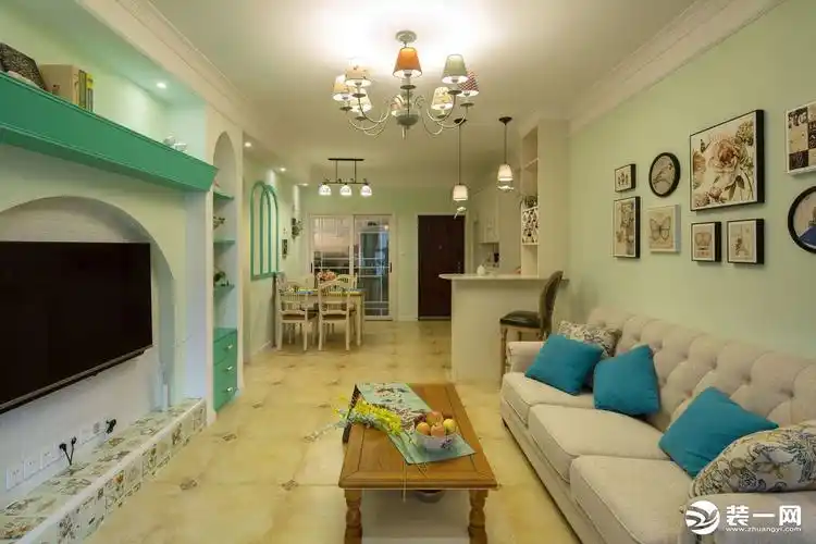 东原黄山大道110平方三居室田园风格客厅装修效果图