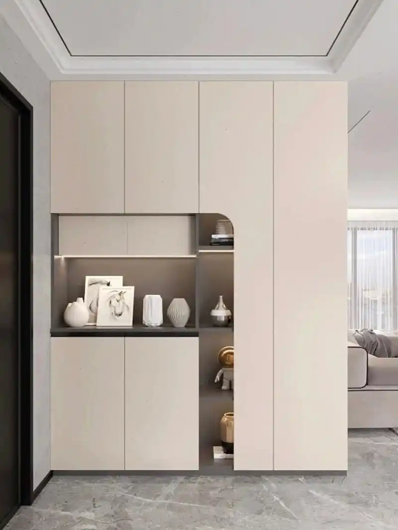 现代极简风入户鞋柜设计|弧形造型大气耐看  作为日常入室的第一眼的