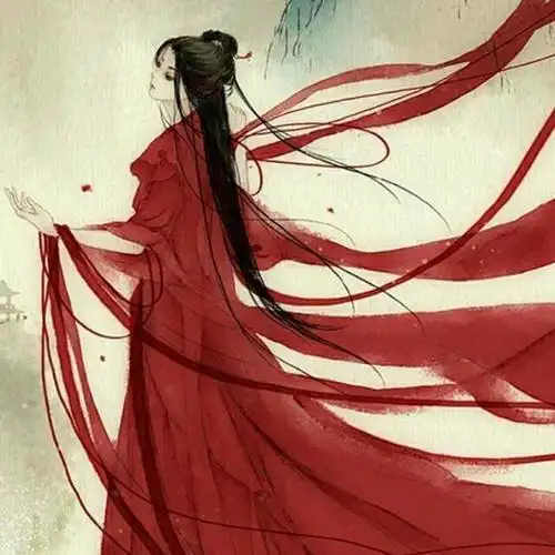 二次元古风女红衣