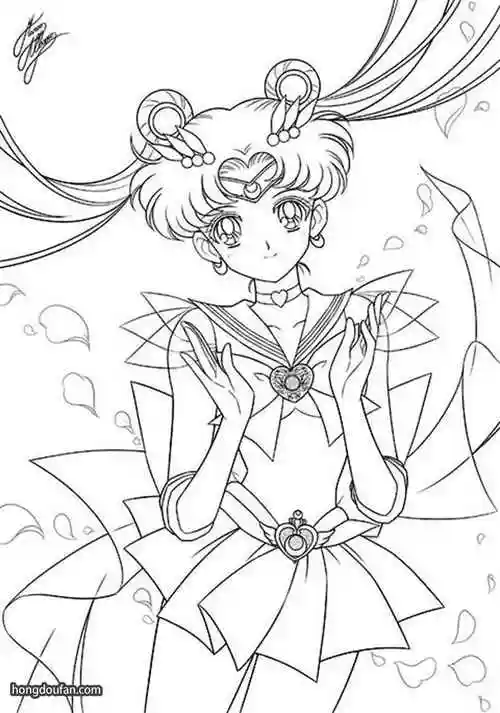 10张女孩子们最喜欢的美少女战士月野兔公主涂色简笔画大全-红豆饭小