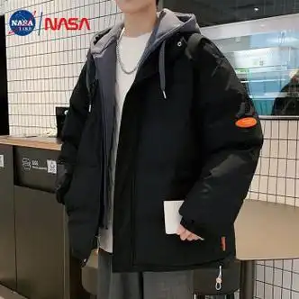 nasalike棉服男士冬季新款加绒厚外套青少年潮牌面包冬装男生棉衣棉袄