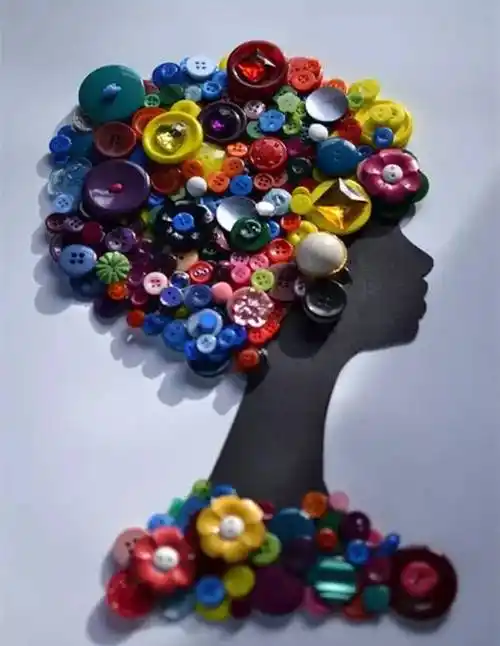 哇哦,这竟然是用纽扣做出来的!惊呆了!