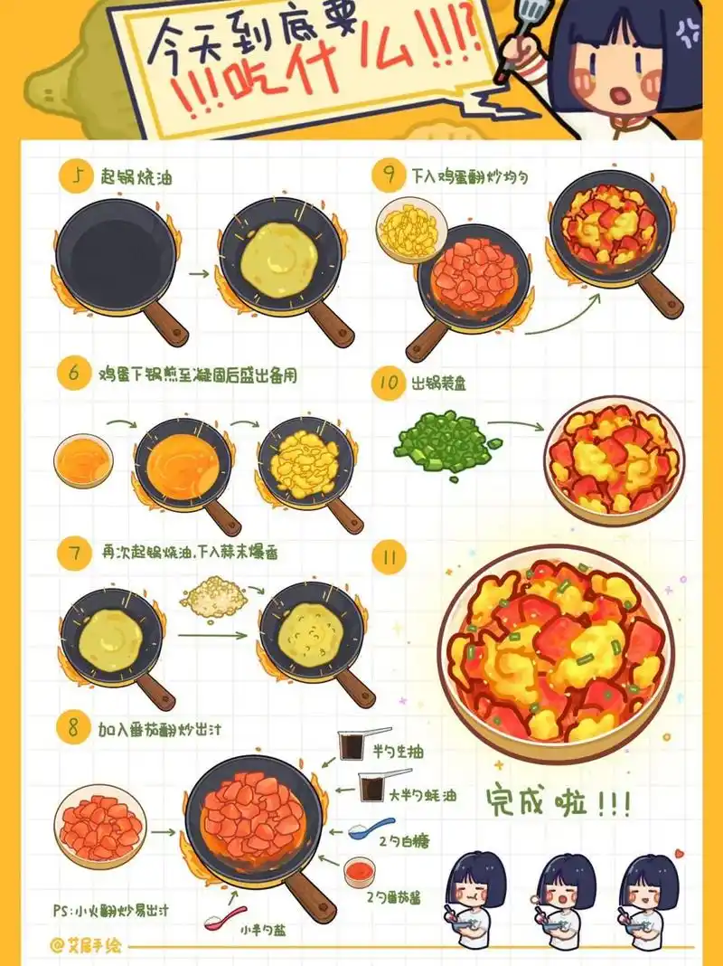 97原创手绘菜谱04谁能拒绝6015番茄炒鸡蛋?