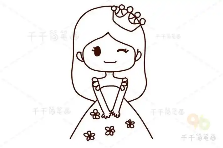 公主裙简笔画婚纱小女孩可爱