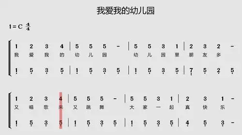钢琴入门练习曲:《我爱我的幼儿园》双手简谱