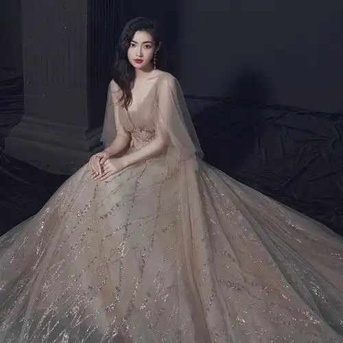 晚礼服2022新款感气质名媛抹胸修身年会宴会主持人连衣裙拖尾