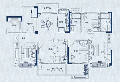 yj140户型 4室2厅2卫 143㎡