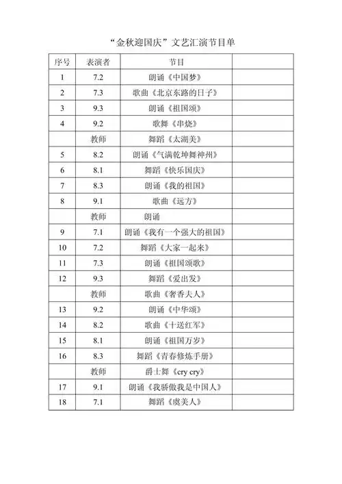 国庆文艺演出节目单_第1页
