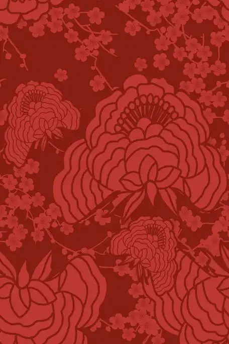 中国风复古大红色花纹纹理图案