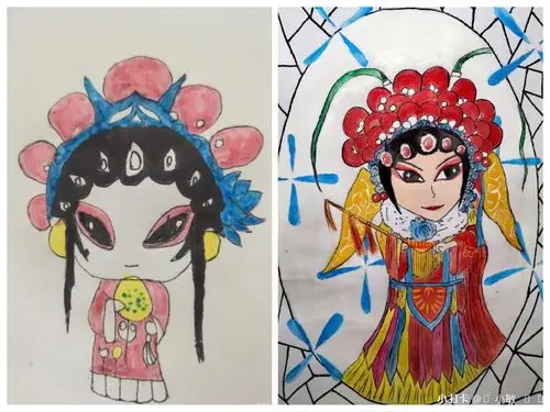 金泘沱小学六年级美术课堂---停课不停学,学画戏曲人物