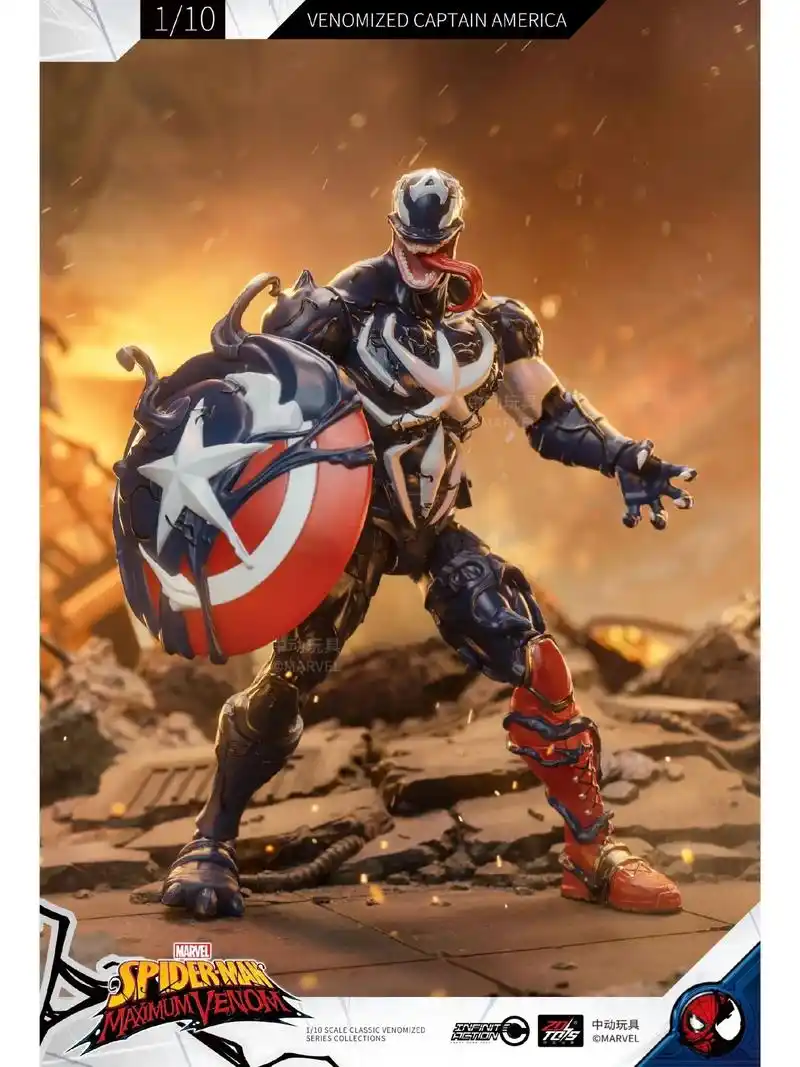 新品|中动漫威毒液版美国队长手办.