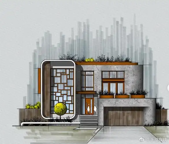 超棒的建筑立面图设计 快码住!#考研手绘##建筑手绘