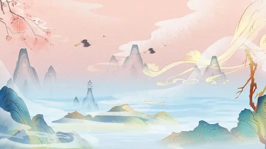 4k简洁中国风国潮插画背景视频