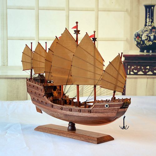 古代帆船模型装饰摆件一帆风顺木质明朝郑和西洋工艺船
