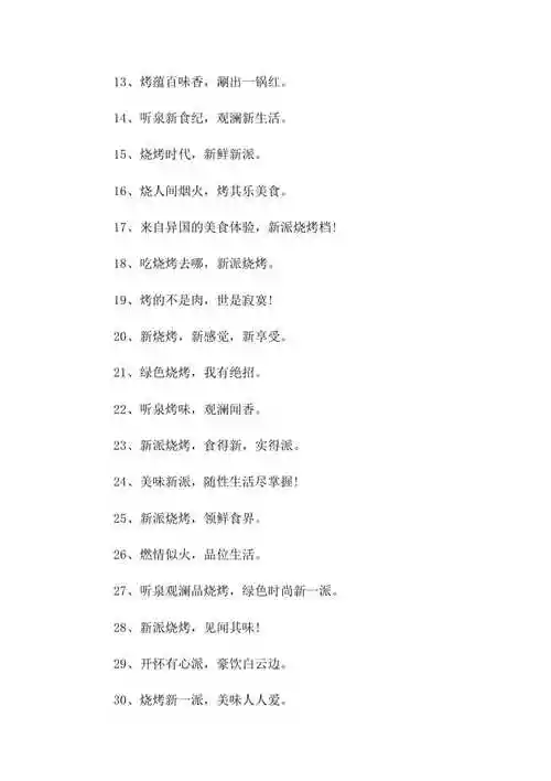 烧烤店广告宣传语汇总共22页docx打印编辑