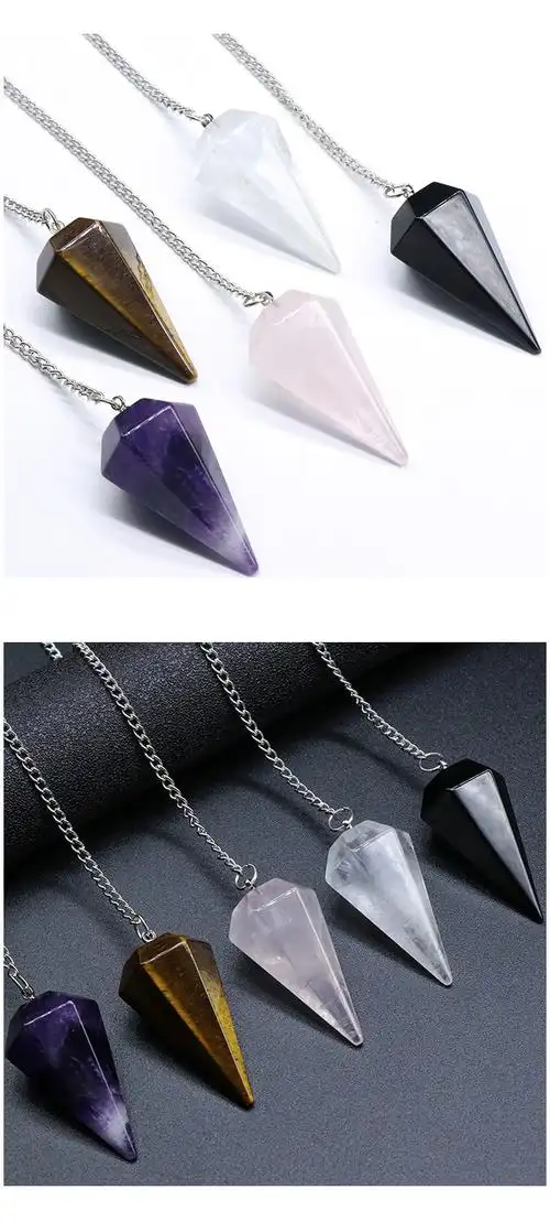 meditation pendulum六角锥粉紫水晶灵摆 紫冥想疗愈hypnotic灵摆