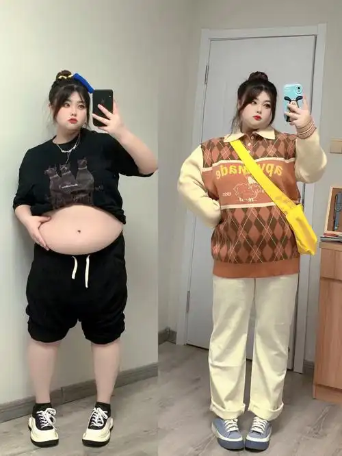 160cm170斤大码胖女孩初秋可爱文艺风穿搭