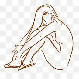 简笔画美女侧坐