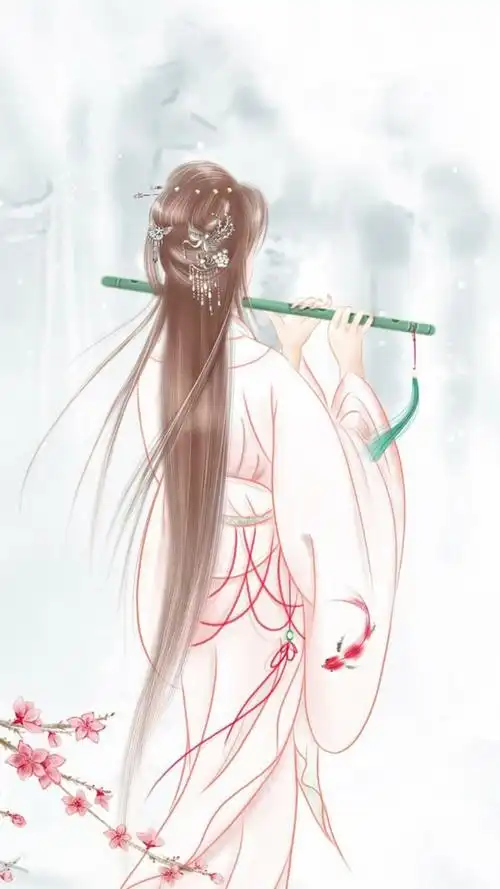 的古风古装背影唯美手绘手机壁纸