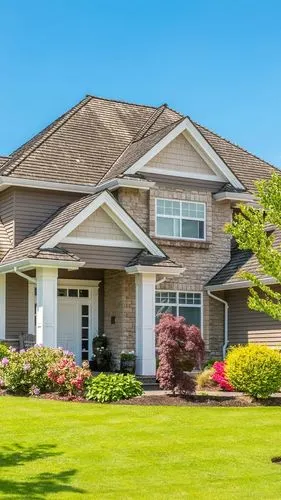 iphone 壁纸 房子,豪宅,草坪,花,草,树木