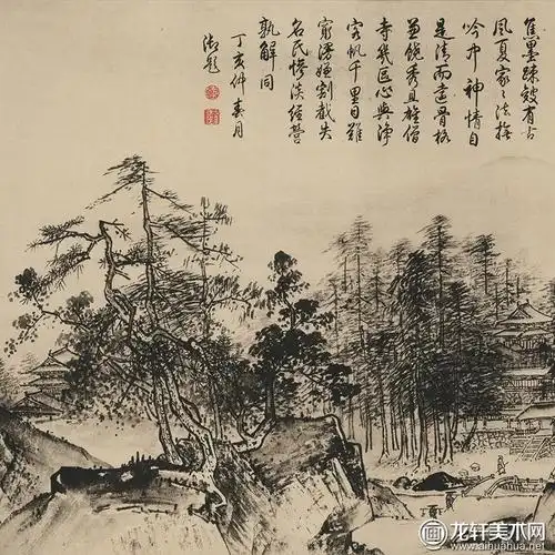 夏圭《溪山清远图》-江南水墨山水画长卷高清大图赏析