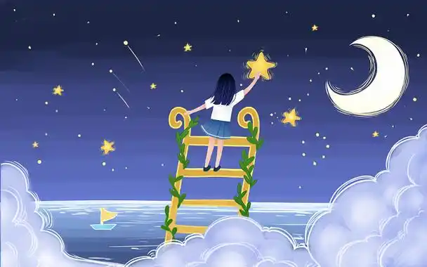 卡通唯美小清新追逐梦想原创插画海报