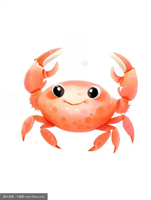 美丽的卡通手绘海洋生物螃蟹治愈系儿童故事插画