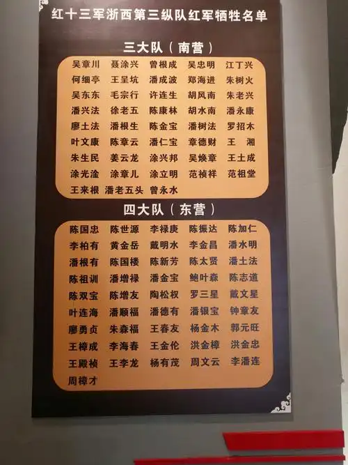 这些都是红13军浙西第三纵队红军牺牲名单.