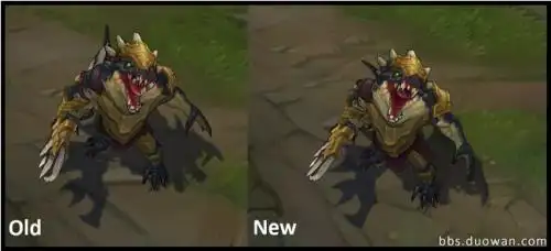 场景改动今天的测试服中,史前巨兽科加斯以及史前巨鳄雷克顿的皮肤都