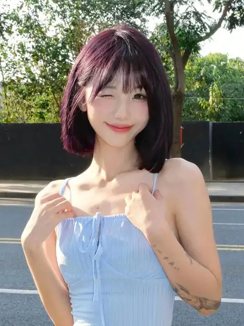 短发不染一次紫色真的很可惜