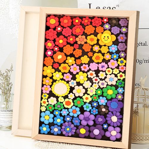 黏土画画框手工diy相框超轻粘土专用木质作品立体彩泥迷你展示框