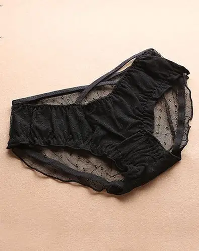 性感网纱蕾丝舒适提臀纯棉裆诱惑迷人内裤黑色