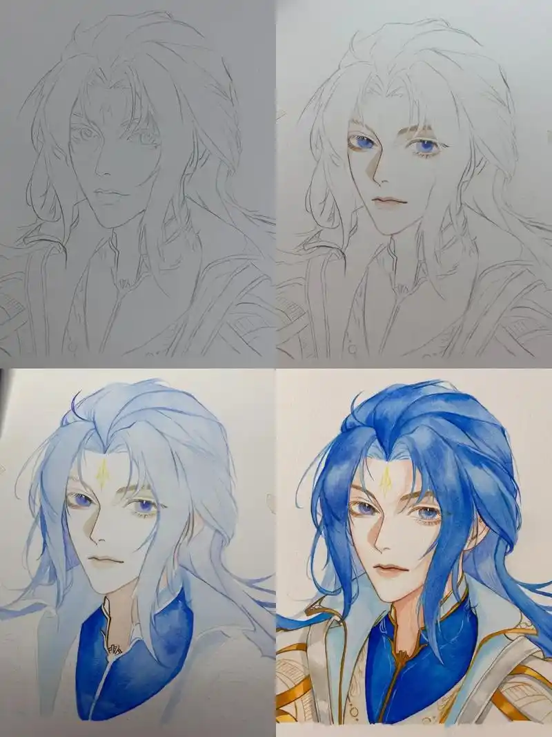 斗罗大陆唐三绘画过程.漫画感三哥,临摹的7815#手绘 #画画 - 抖音