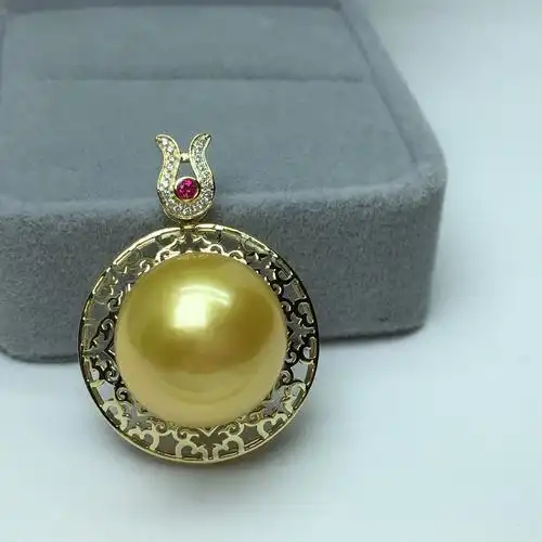 珍珠吊坠18kdiy金饰品定制高端复古空托镂空颈饰