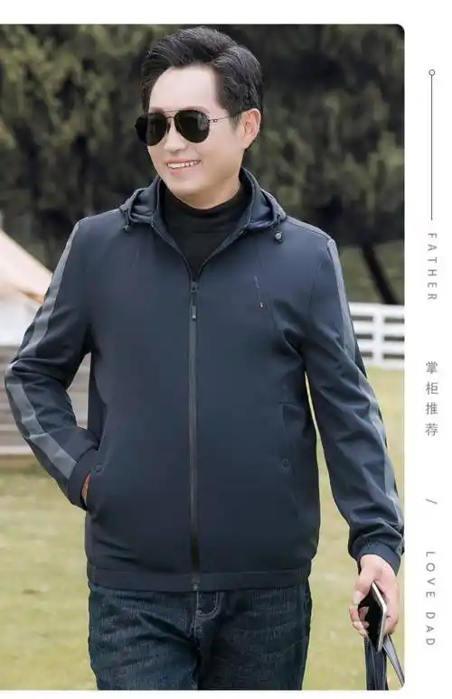 外套中老年秋季夹克男中年男士薄款休闲上衣40岁50衣服雾藏青17088am