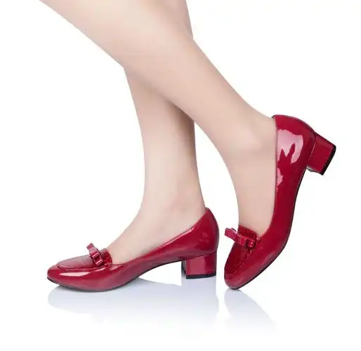 女鞋单鞋中跟浅口真皮女单鞋2014新款粗…  去看看