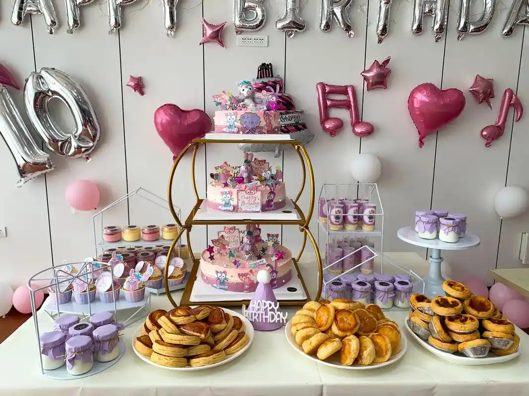 粉紫色系甜品台摆台～#甜品台布置 #生日派对布置 #仪式感不 - 抖音