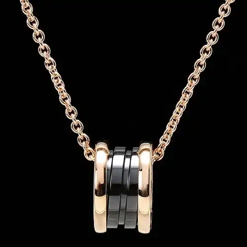 bvlgari(宝格丽) #b.zero1系列18k金黑陶瓷三环吊坠项链