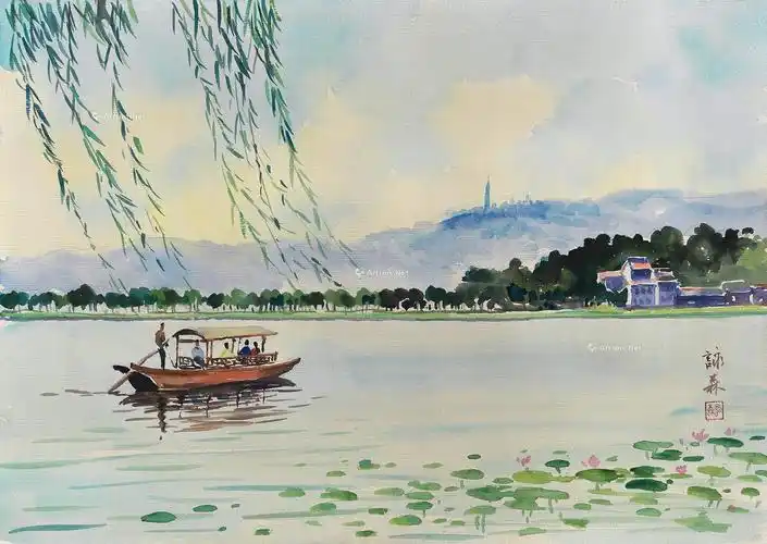 1123西湖风景之一纸本水彩