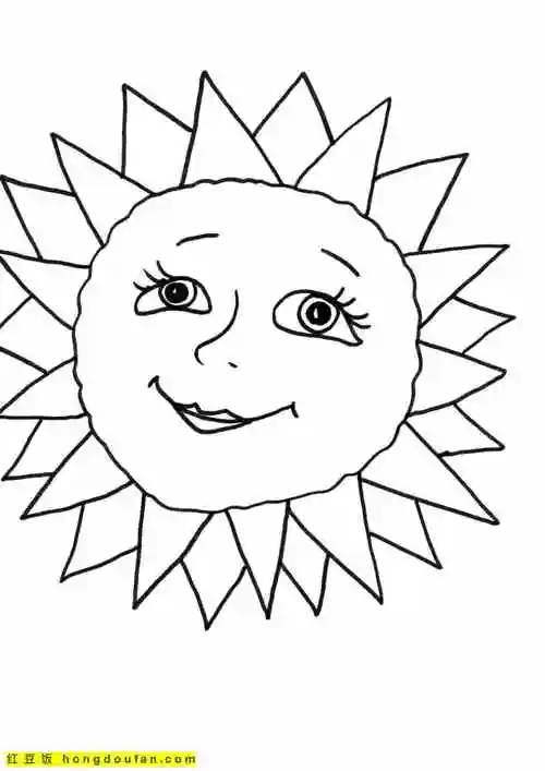 3到8岁孩子们最喜欢的11张乐哈哈的太阳卡通儿童涂色简笔画