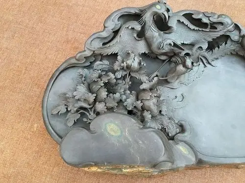 肇庆端砚 老麻子坑【凤穿牡丹】花动京城 有凤来仪 珍藏品端砚