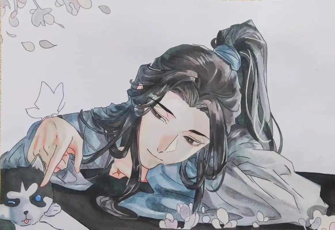 临摹 #手绘 #二哈和他的白猫师尊 #楚晚宁 刚开始线稿还 - 抖音