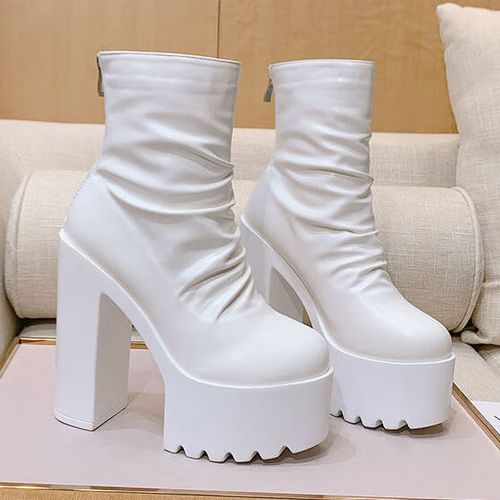 予愿模特走秀10cm恨天高14cm高跟鞋14cm短靴女高跟粗跟夜店防水台