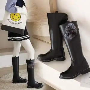 女童长靴子2021春秋新款公主时装高筒靴儿童骑士靴单靴加绒长筒靴