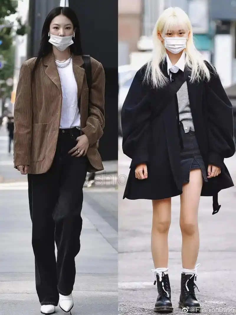 韩国女生秋冬街拍穿搭合集.她们好爱黑白灰!   #首尔街拍  - 抖音