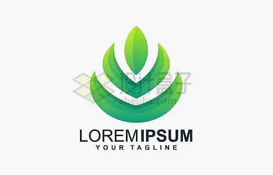 抽象绿色树叶嫩芽农业环保公司logo设计png图片免抠矢量素材