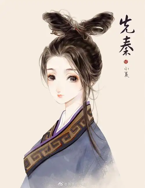 古风发型 人物插画 cr:画画的小夏