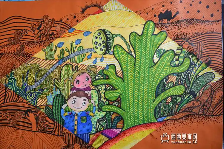 一等奖获奖科幻画《生命之源》赏析__科幻画_科幻画图片大全_学画画网